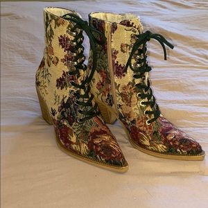 Jeffrey Campbell Elmace Tapestry Lace Up Boots